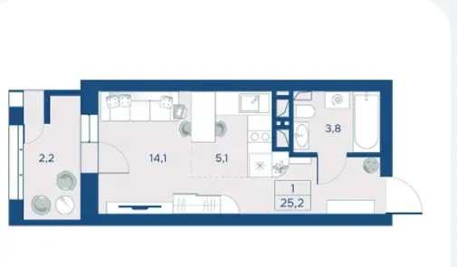 Планировка студии 25 м²