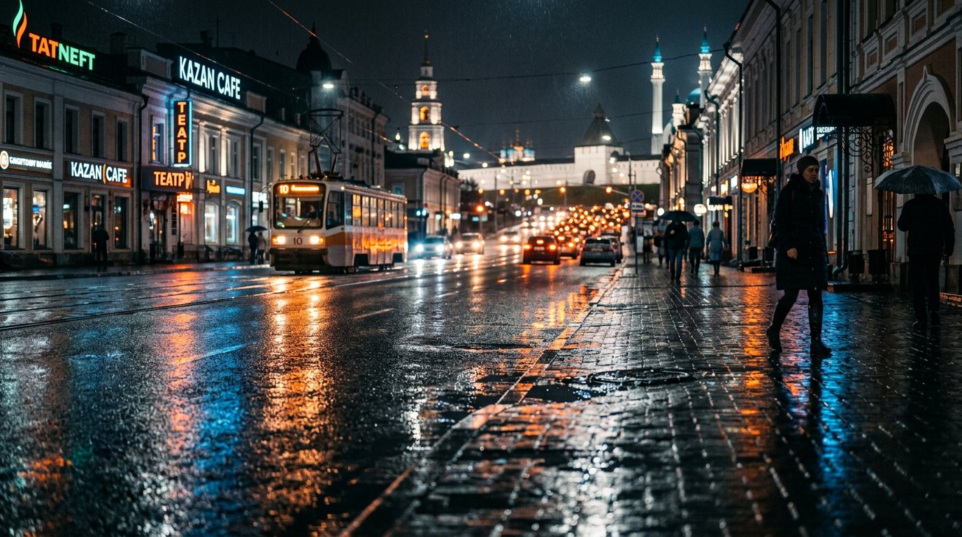 Ночной городской кадр в неоне