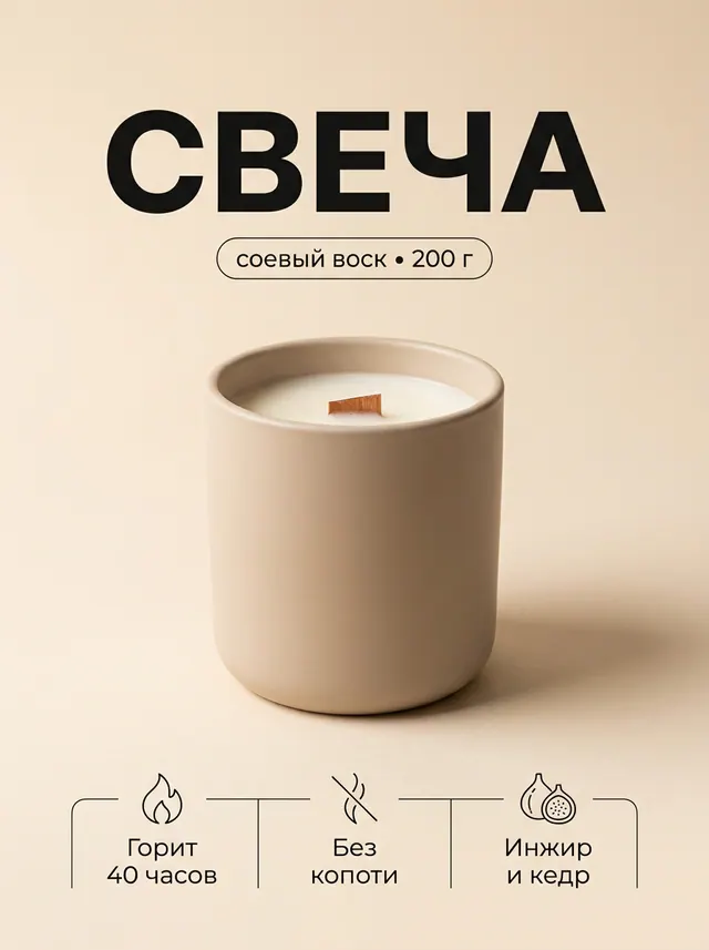 СВЕЧА: Чистый бежевый минимализм