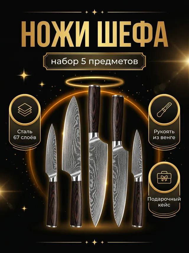 НОЖИ ШЕФА: Премиум чёрно-золотой каталог