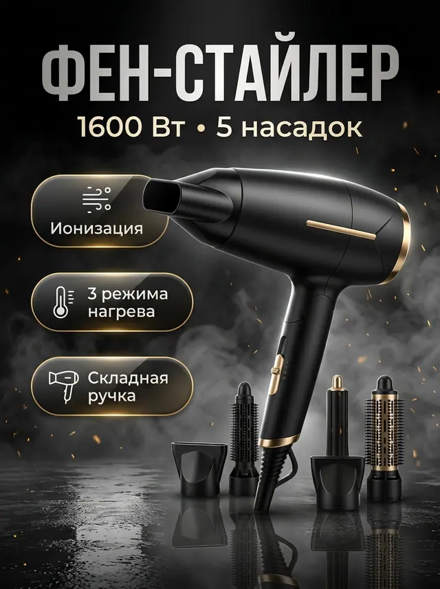 ФЕН-СТАЙЛЕР: Премиум тёмный техно-золото